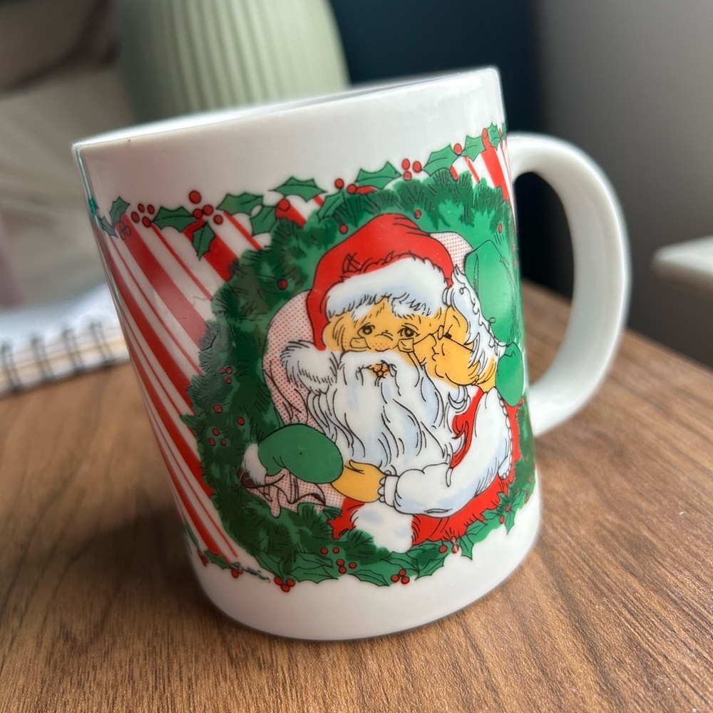 Vintage Christmas Mug with Santa and Mrs. Claus